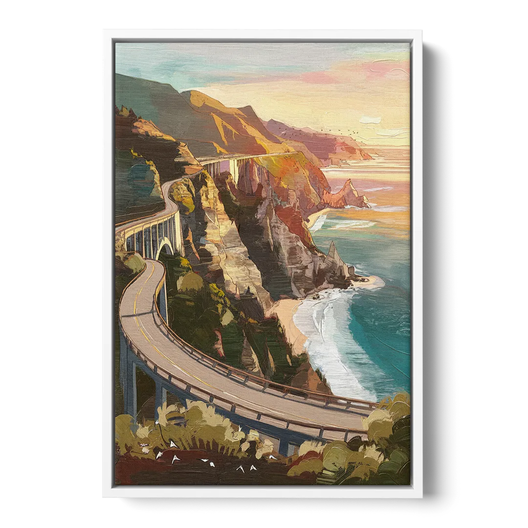 Big Sur Scenic Highway Front - White Canvas Wall Art