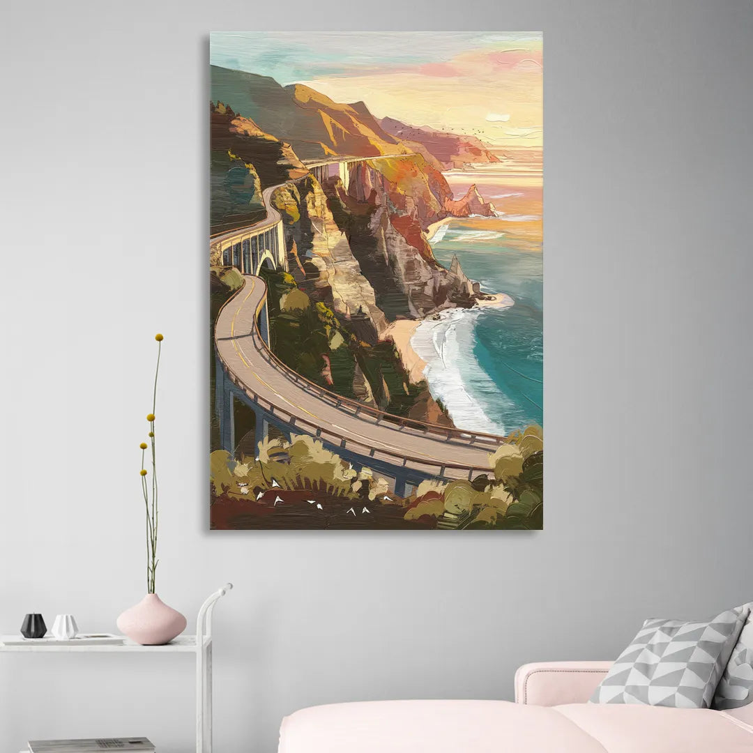 Big Sur Scenic Highway Sitting Room - Canvas Wall Art