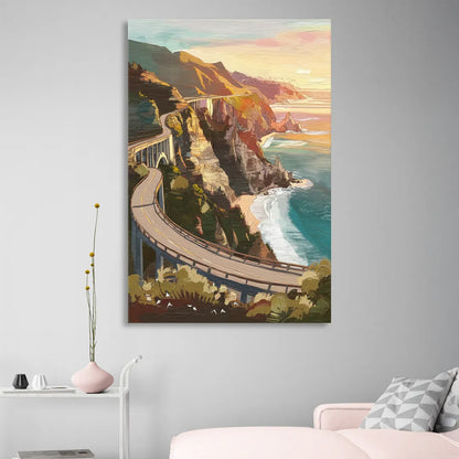Big Sur Scenic Highway Sitting Room - Canvas Wall Art