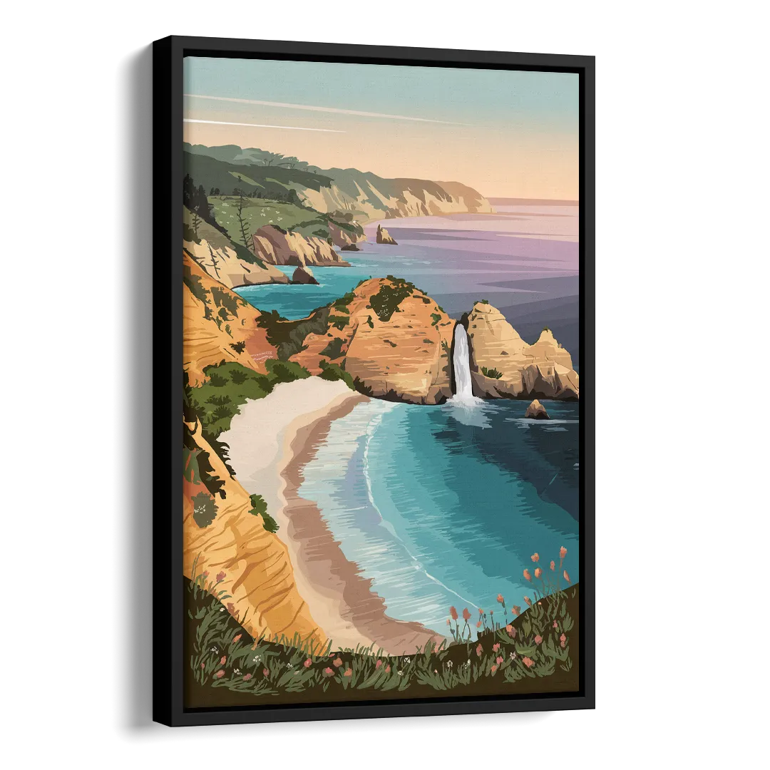 Big Sur Serene Landscape Side - Black Canvas Wall Art