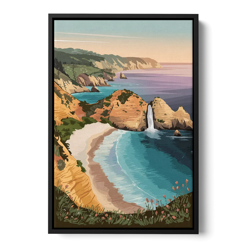 Big Sur Serene Landscape Front - Black Canvas Wall Art