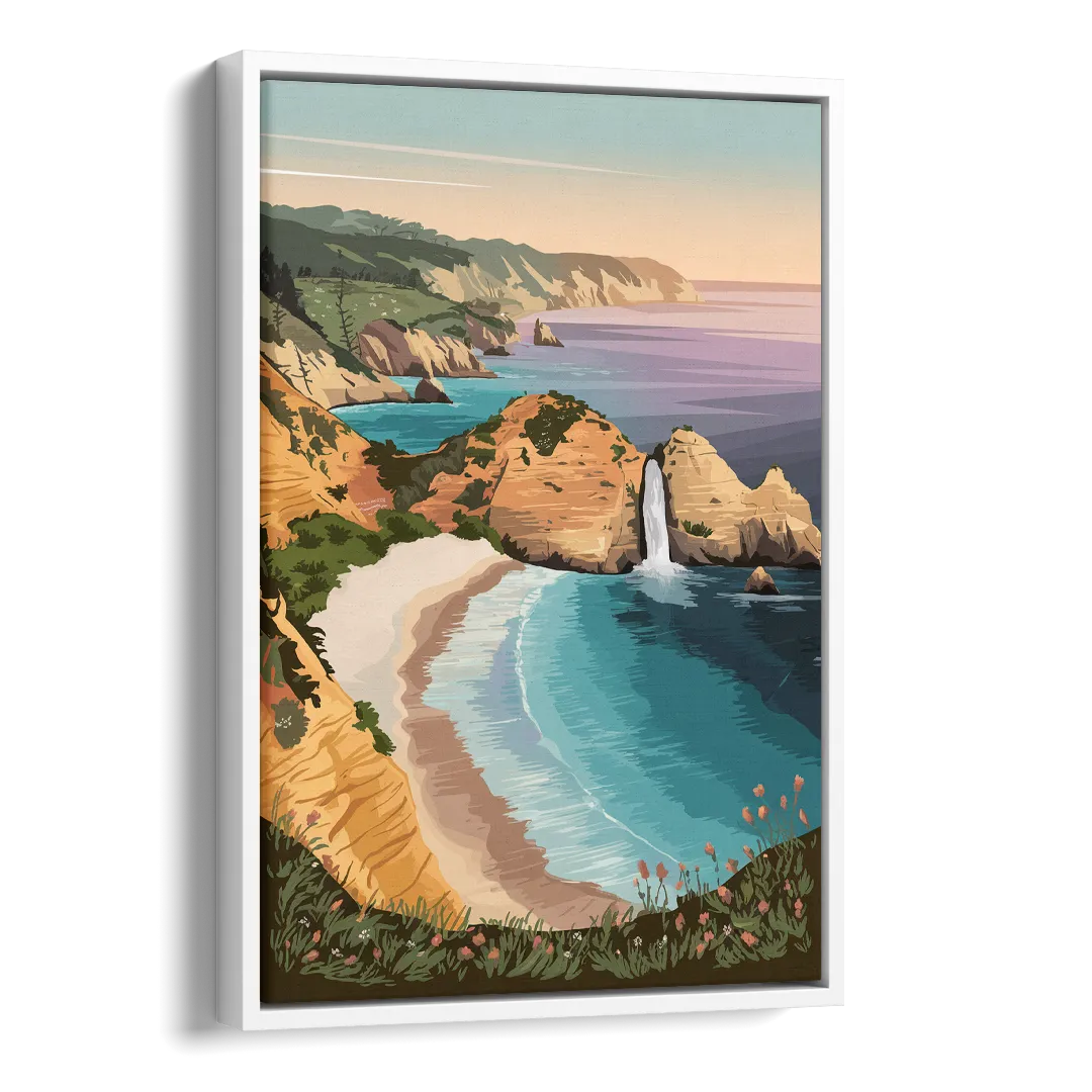 Big Sur Serene Landscape Side - White Canvas Wall Art