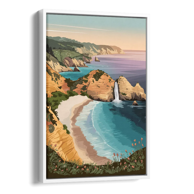 Big Sur Serene Landscape Side - White Canvas Wall Art