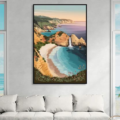 Big Sur Serene Landscape Living Room - Black Canvas Wall Art