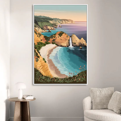 Big Sur Serene Landscape Sitting Room - White Canvas Wall Art