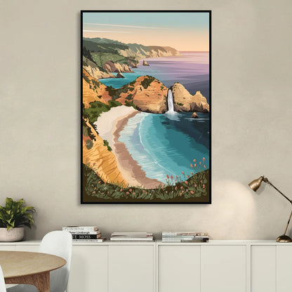 Big Sur Serene Landscape Sitting Room - Black Canvas Wall Art