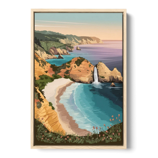 Big Sur Serene Landscape - Oak Framed Canvas Wall Art - Front