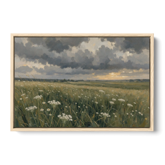 Big Wall Art for Living Room Stormy Meadow - Oak Framed Canvas Wall Art - Front