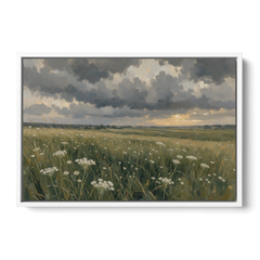Big Wall Art for Living Room Stormy Meadow - White Framed Canvas Wall Art - Front