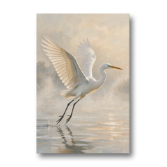 Bird Canvas Wall Art of an Egret Lifting Off - Canvas Wall Art - Front