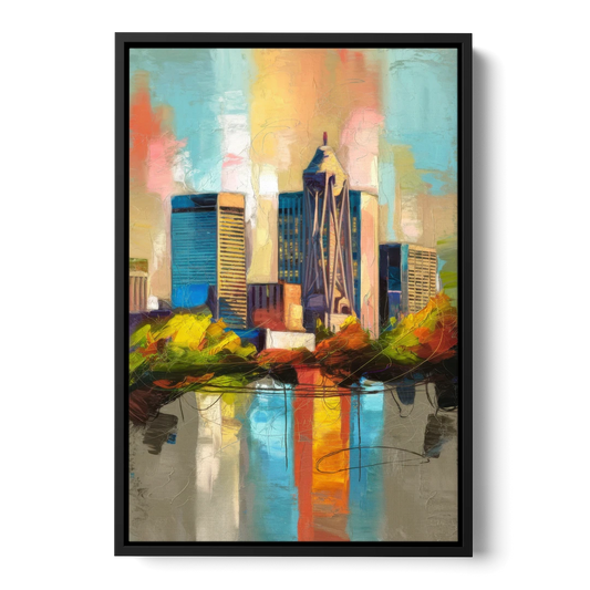 Birmingham Alabama Magic City - Black Framed Canvas Wall Art - Front