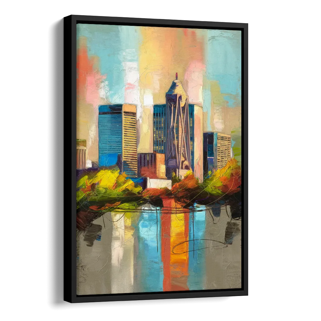 Birmingham Alabama Magic City Side - Black Canvas Wall Art