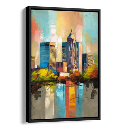 Birmingham Alabama Magic City Side - Black Canvas Wall Art
