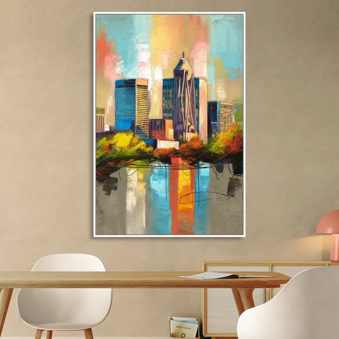 Birmingham Alabama Magic City Sitting Room - White Canvas Wall Art