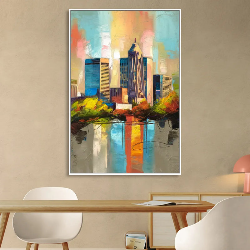 Birmingham Alabama Magic City Sitting Room - White Canvas Wall Art