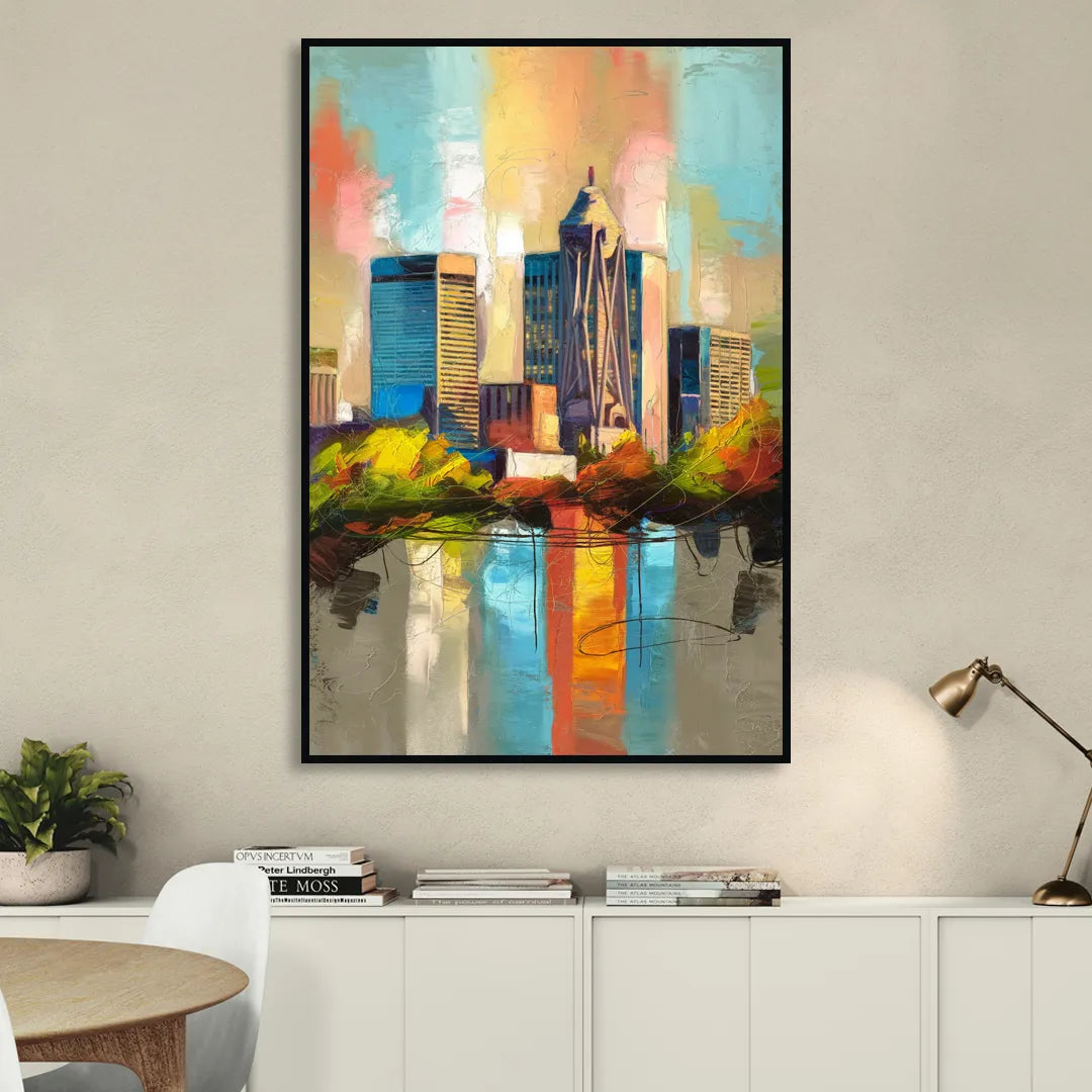 Birmingham Alabama Magic City Living Room - Black Canvas Wall Art