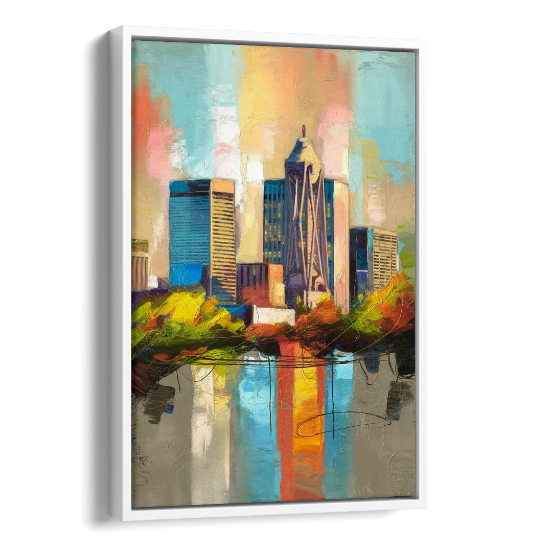 Birmingham Alabama Magic City Side - White Canvas Wall Art