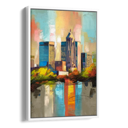Birmingham Alabama Magic City Side - White Canvas Wall Art