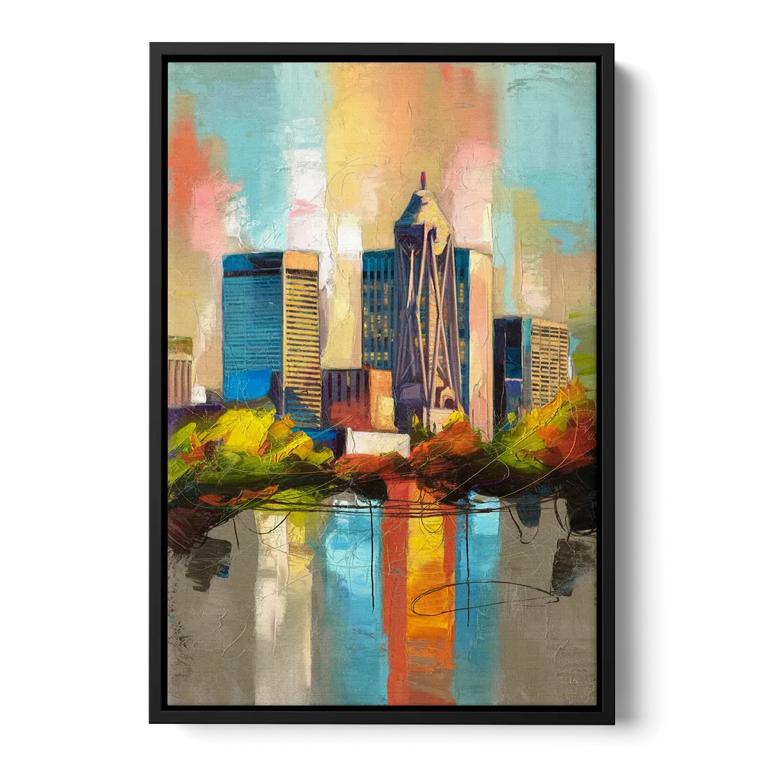 Birmingham Alabama Magic City Front - Black Canvas Wall Art