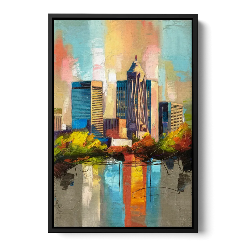 Birmingham Alabama Magic City Front - Black Canvas Wall Art
