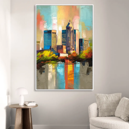 Birmingham Alabama Magic City Living Room - White Canvas Wall Art