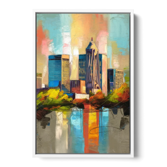 Birmingham Alabama Magic City - White Framed Canvas Wall Art - Front