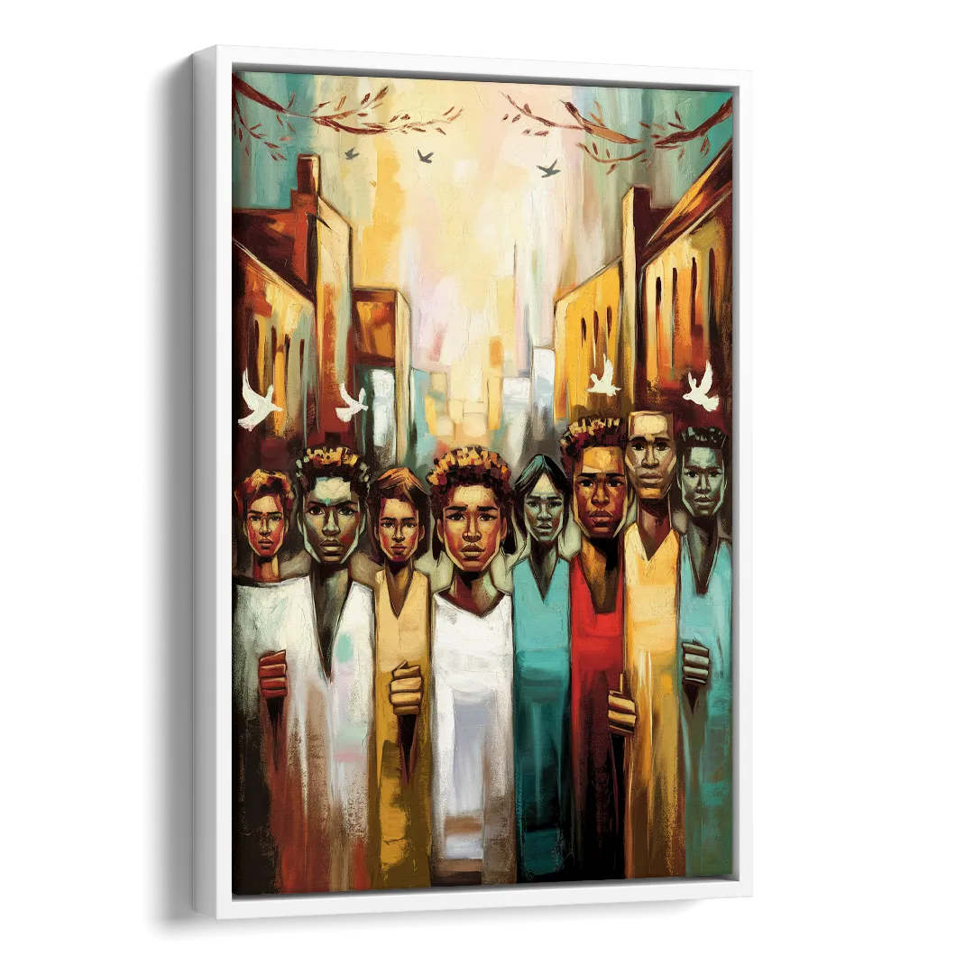 Birmingham Civil Rights District Side - White Canvas Wall Art