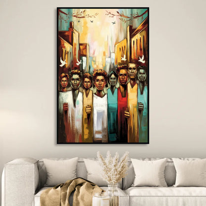 Birmingham Civil Rights District Living Room - Black Canvas Wall Art