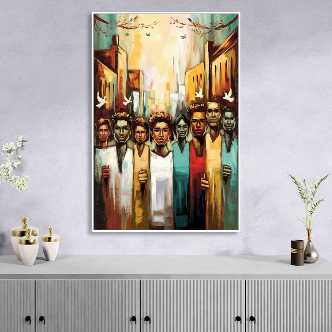Birmingham Civil Rights District Living Room - White Canvas Wall Art