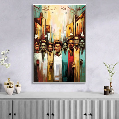 Birmingham Civil Rights District Living Room - White Canvas Wall Art
