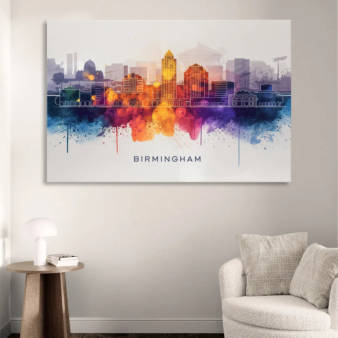 Birmingham Downtown Skyline Sitting Room - Canvas Wall Art