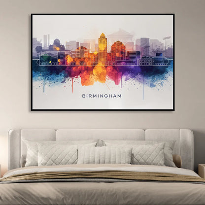 Birmingham Downtown Skyline Sitting Room - Black Canvas Wall Art