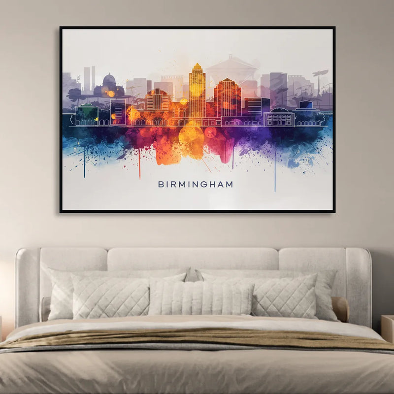 Birmingham Downtown Skyline Sitting Room - Black Canvas Wall Art