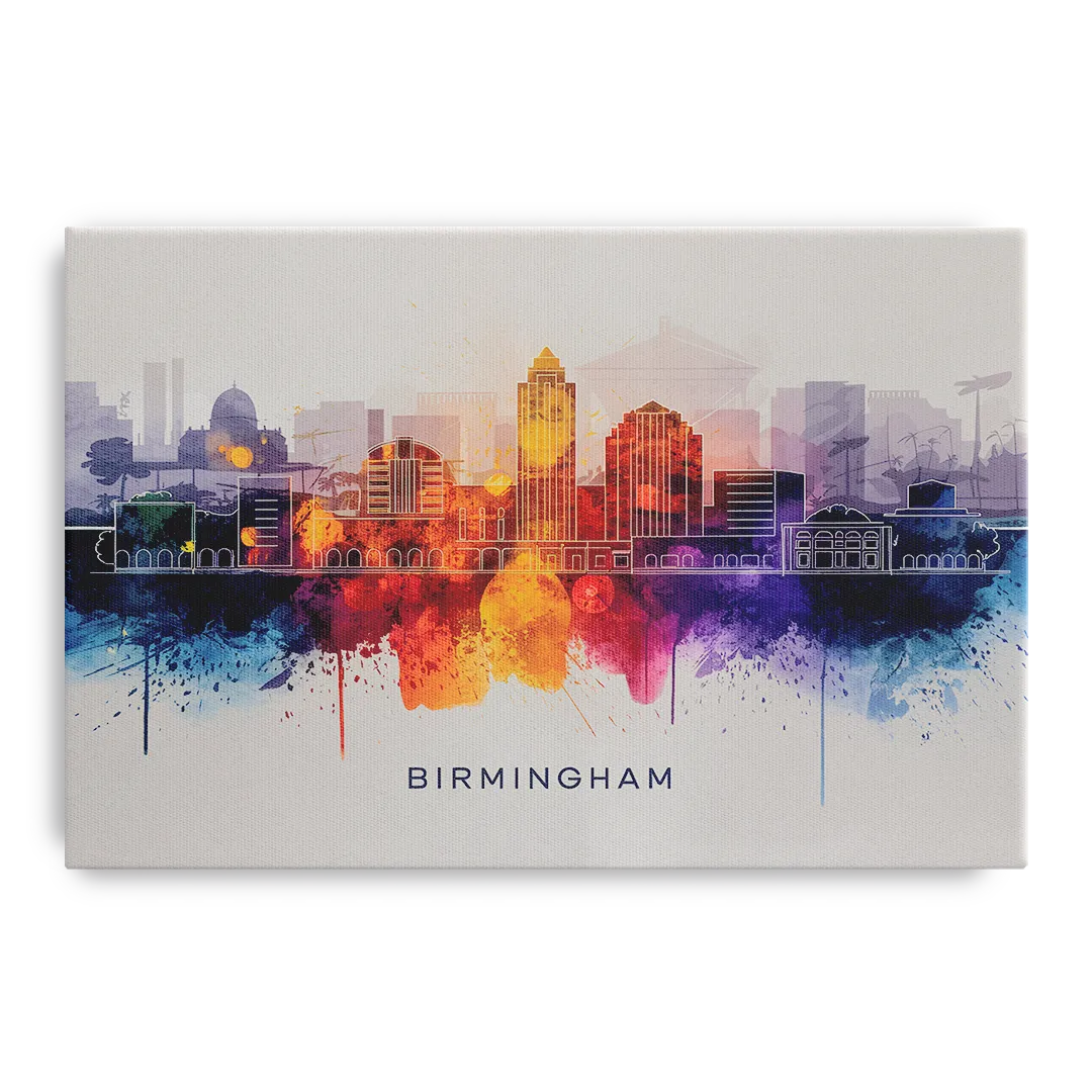 Birmingham Downtown Skyline Front - Canvas Wall Art