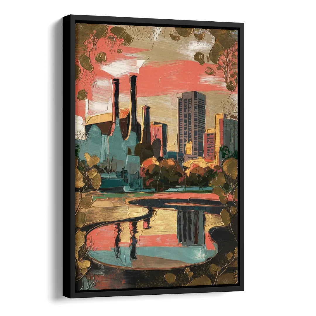 Birmingham Historic Landmarks Side - Black Canvas Wall Art