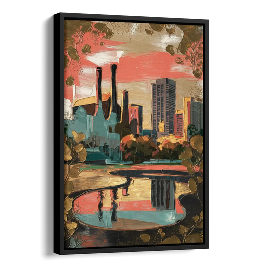 Birmingham Historic Landmarks Side - Black Canvas Wall Art