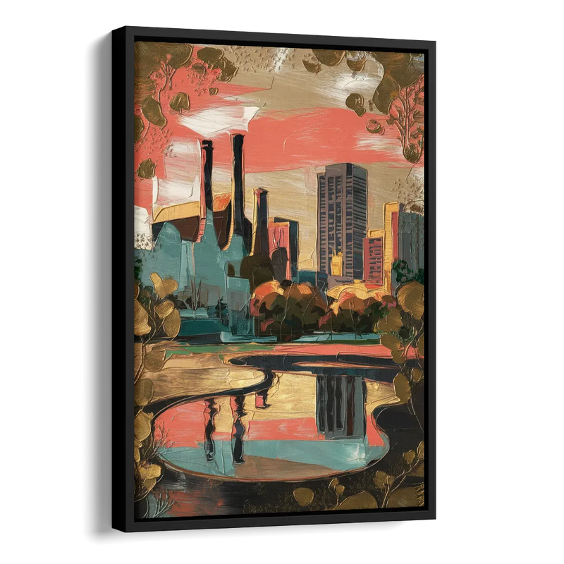 Birmingham Historic Landmarks Side - Black Canvas Wall Art