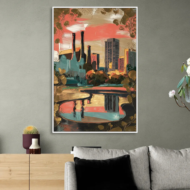 Birmingham Historic Landmarks Living Room - White Canvas Wall Art