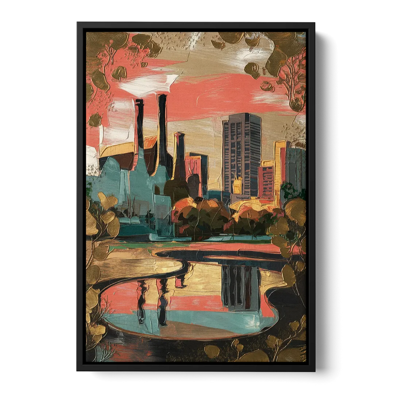 Birmingham Historic Landmarks Front - Black Canvas Wall Art