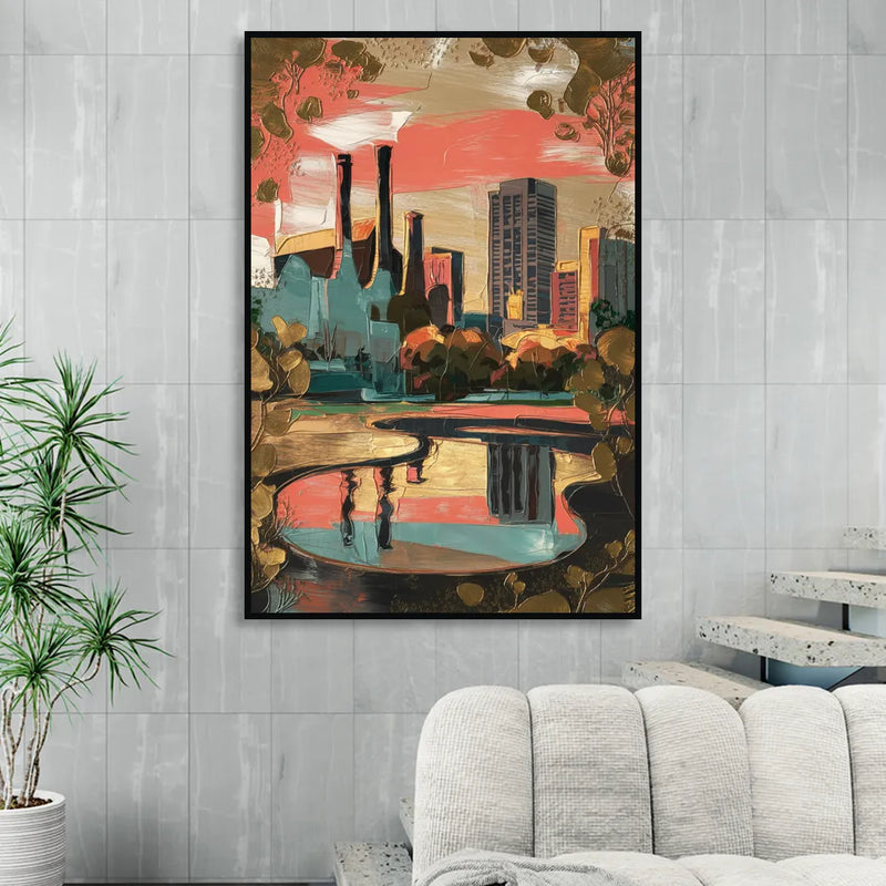 Birmingham Historic Landmarks Sitting Room - Black Canvas Wall Art