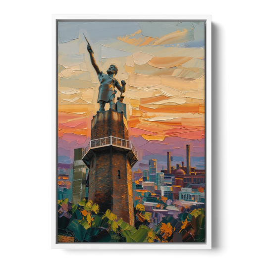 Birmingham Historic Landmarks - White Framed Canvas Wall Art - Front