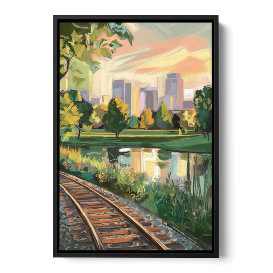 Birmingham Railroad Park - Black Framed Canvas Wall Art - Front