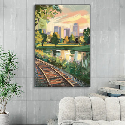 Birmingham Railroad Park Living Room - Black Canvas Wall Art
