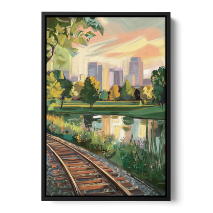 Birmingham Railroad Park Front - Black Canvas Wall Art