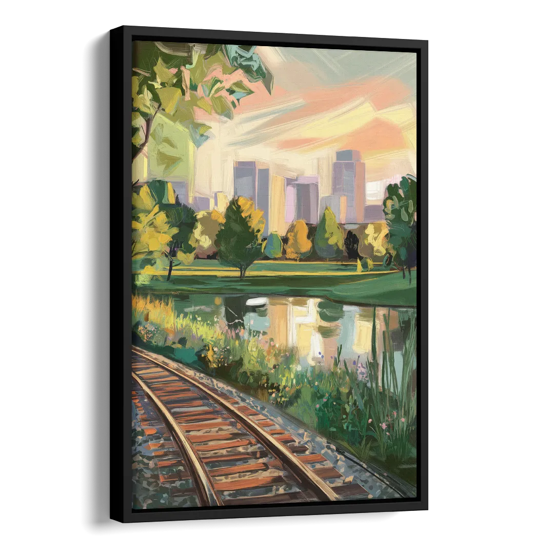 Birmingham Railroad Park Side - Black Canvas Wall Art