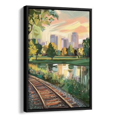 Birmingham Railroad Park Side - Black Canvas Wall Art