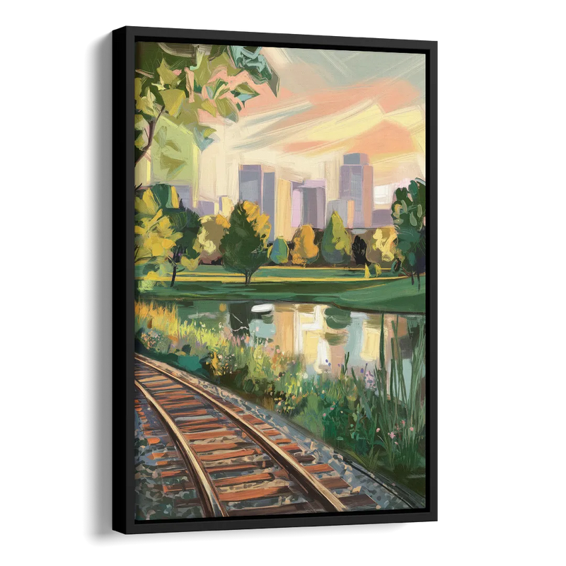 Birmingham Railroad Park Side - Black Canvas Wall Art