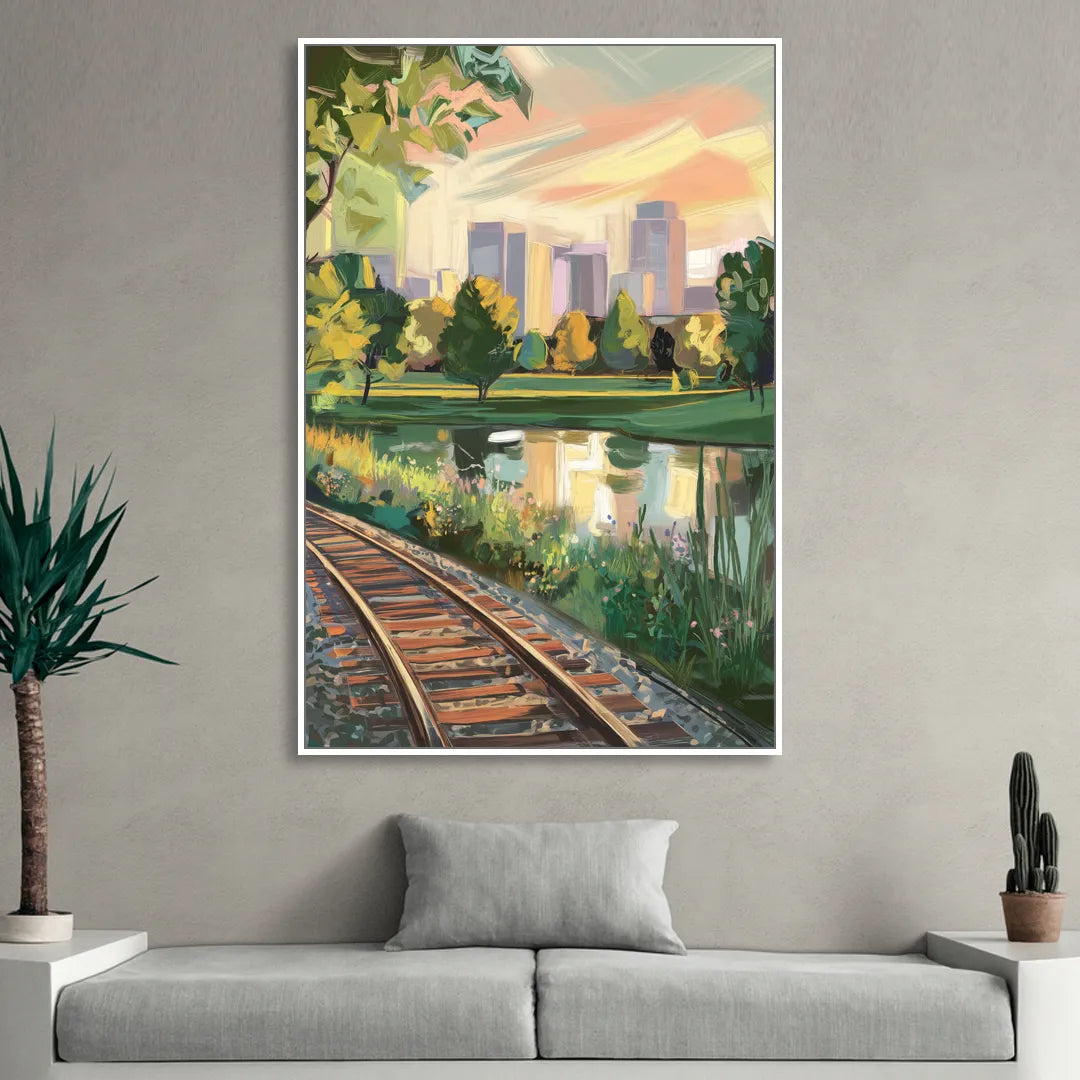 Birmingham Railroad Park Sitting Room - White Canvas Wall Art