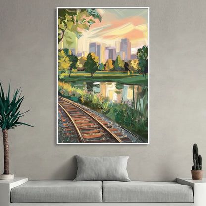 Birmingham Railroad Park Sitting Room - White Canvas Wall Art