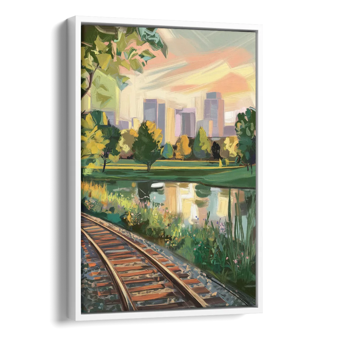 Birmingham Railroad Park Side - White Canvas Wall Art